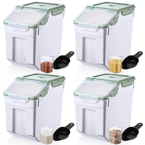 Sunnyray 4 Pcs 33 Lbs Green Rice Flour Storage Bins with Wheels - Image 2