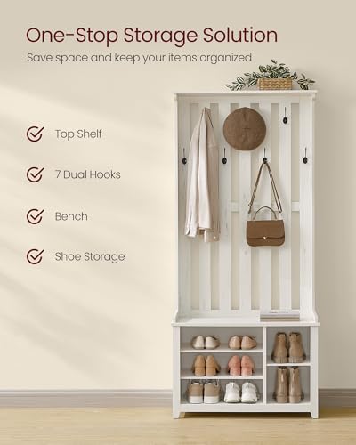 VASAGLE Hall Tree with Bench and Shoe Storage, 7 Double Hooks - Image 5