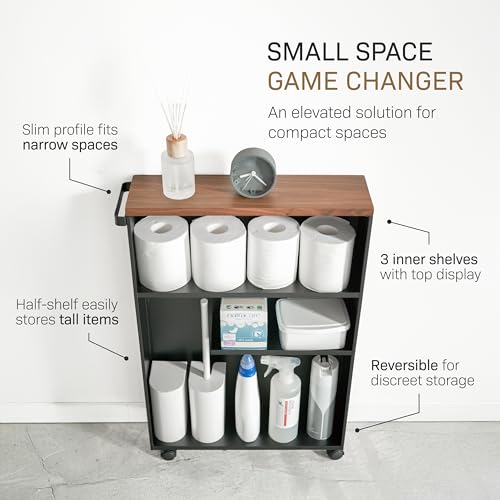 YAMAZAKI Home Slim Rolling Storage Cart – Narrow Bathroom Storage - Image 4