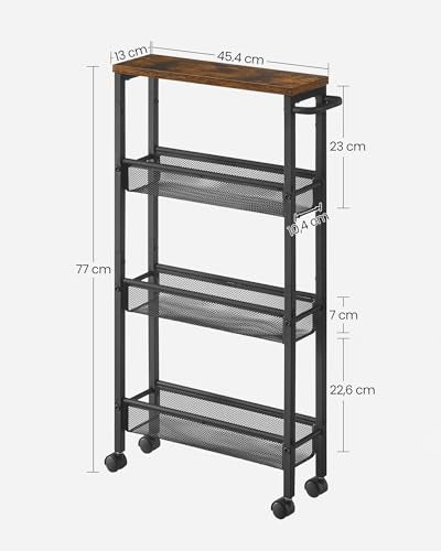 VASAGLE 4-Tier Slim Rolling Storage cart with Wheels, 5.1 Inches - Image 7