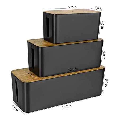 Tuwechen 3 Pack Cable Management Box, Cable Organizer Box to Hide - Image 3