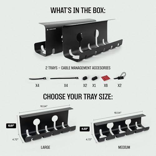 COREMINDED No-Drill Under Desk Cable Management Tray | Cable Managemen - Image 3