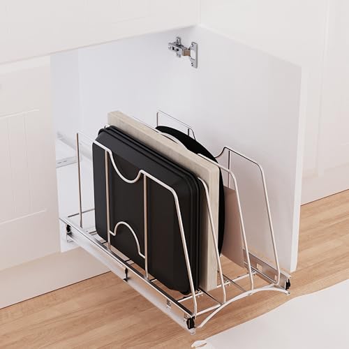 Pull Out Cookie Sheet Organizer, 11" W x 22" D x 11.8" H, Chrome - Image 7