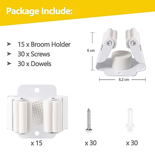 15 Pack Broom Holder Wall Mount, Mop and Broom Holder Wall Mount - Image 3