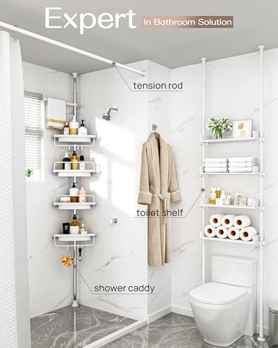Corner Shower Caddy Tension Pole for Shampoo Holder, Stainless - Image 4