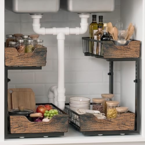 Pull Out Cabinet Shelf 2 Tier Metal Under Sink Organier - Image 5
