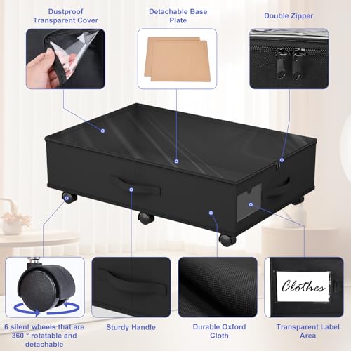 Babenest 4-Pack Under Bed Storage Organizer on 6 Wheels - Image 5
