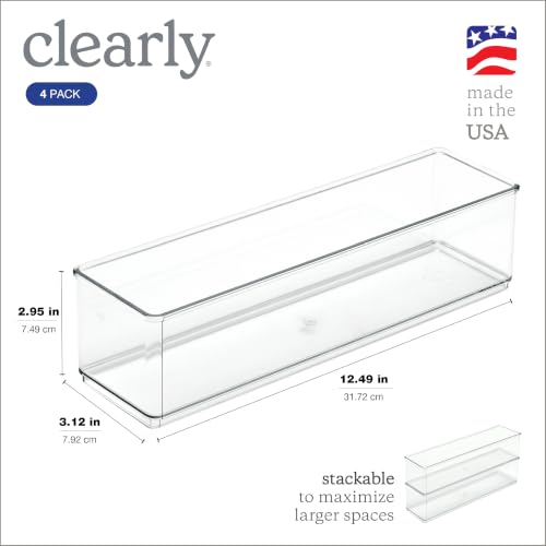 Clearly Large Narrow Drawer Organizer, 12.49"x3.12"x2.95", 4 Pack - Image 3