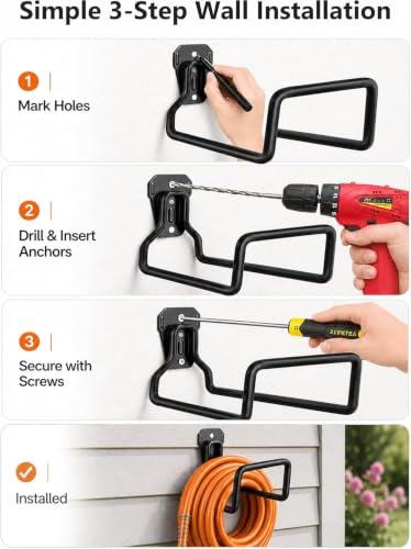 Hose Hanger Wall Mount, Garden Hose Holder Heavy Duty - Image 8