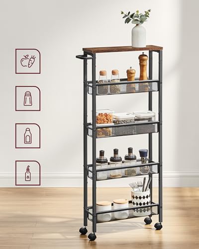 VASAGLE 5-Tier Slim Rolling Storage cart with Wheels, 5.1 Inches - Image 5