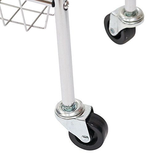 Household Essentials Chrome Iron 3-Basket Storage Cart - Image 6