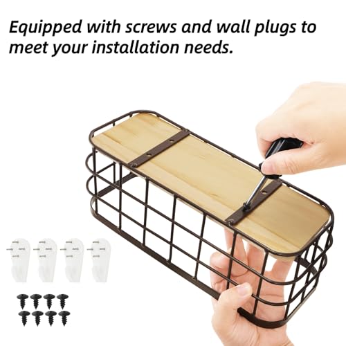 Dicunoy Set of 2 Small Wire Baskets, Narrow Rustic Storage Bin - Image 4