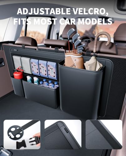Durable PU Leather Hanging Trunk Organizer for SUV, 36in Black - Image 4