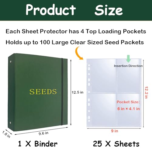 Seed Storage Organizer Binder,3 Ring Seed Packet Organizer - Image 3