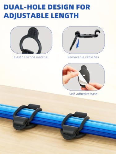 10 Pack Adhesive Cable Clips, Adjustable Cable Management - Image 6