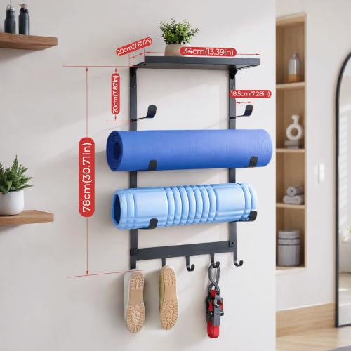 Yoga Mat Holder Wall Mount, 4-Tier Home Gym Storage Rack - Image 3