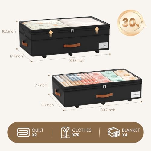 Adjustable Under Bed Storage with Wheels for Clothes - Image 3