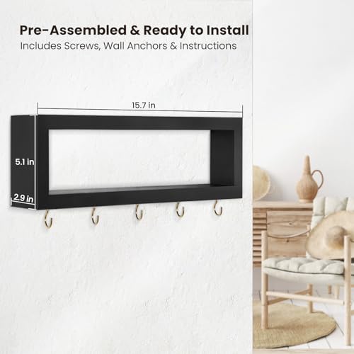Lwenki Wall Shelf with Hooks - Decorative Key and Wa | All Products - Image 3