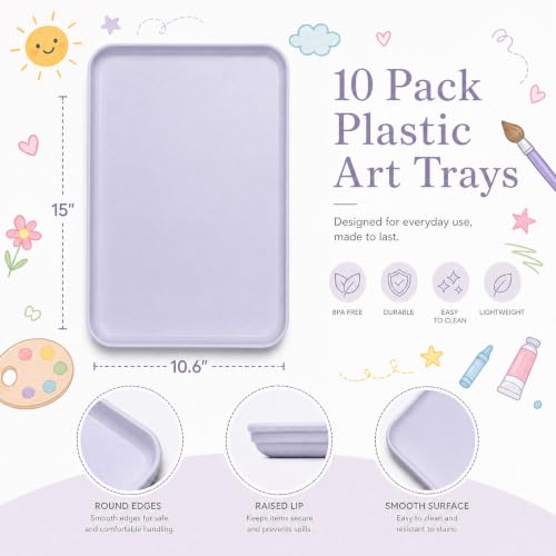 10 Pack Plastic Stackable Multicolor Puzzle Sorting Trays Art - Image 4