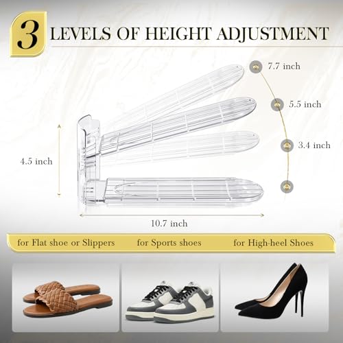 Shoe Slots Organizer 12 Pack - Shoe Stacker,3 Levels Adjustable - Image 3