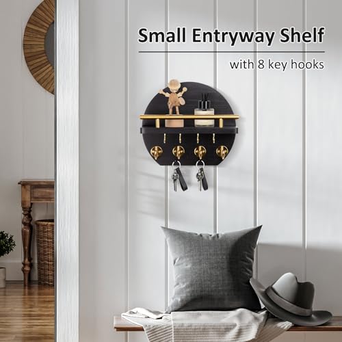 Nekon Key Holder for Wall, 9.8 Inch Round Wall Decor, Black - Image 7