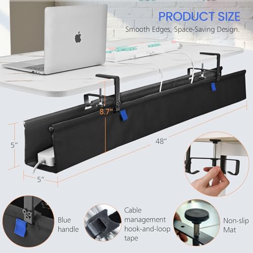48" Under Desk Cable Management Tray- Clamp/Screw Mount - Image 8