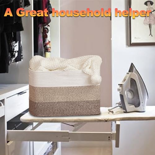 2 Pack Woven Storage Baskets for Closet, Toy Basket with Handles - Image 3
