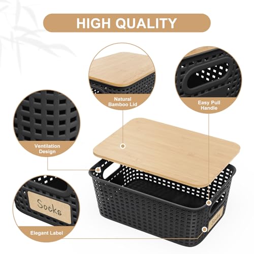 6Pcs Storage Bins with Lids, Stackable Plastic Storage Basket - Image 4