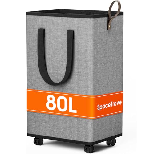 SpaceTrove Rolling Laundry Basket with Wheels, Laundry Hamper - Image 2