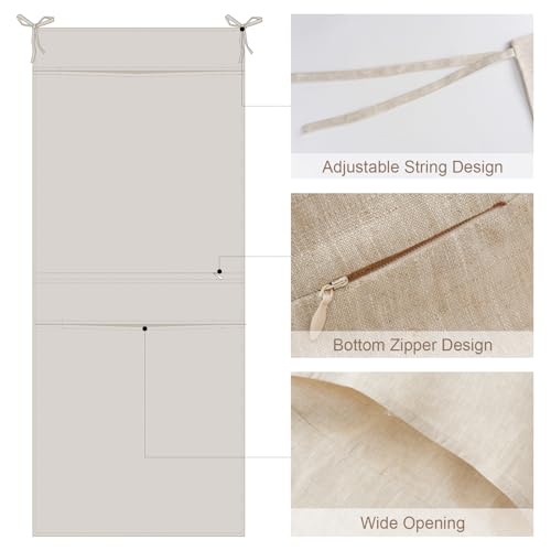 100% Linen Hanging Laundry Bag with 2 Compartments, Over the Door - Image 3