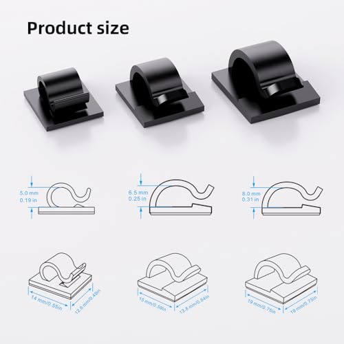 100 PCS Adhesive Cable Clips Cord Organizer (Small, Medium - Image 4