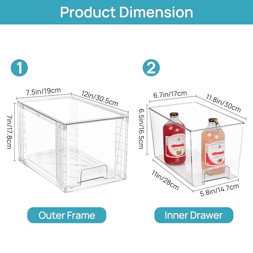 Vtopmart 4 Pack Stackable Clear Pantry Storage Drawers, Large - Image 3