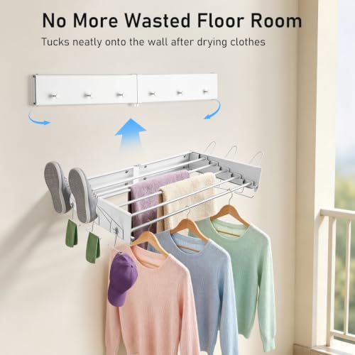 Wall Mounted Drying Rack 33", Clothes Drying Rack Foldable - Image 4