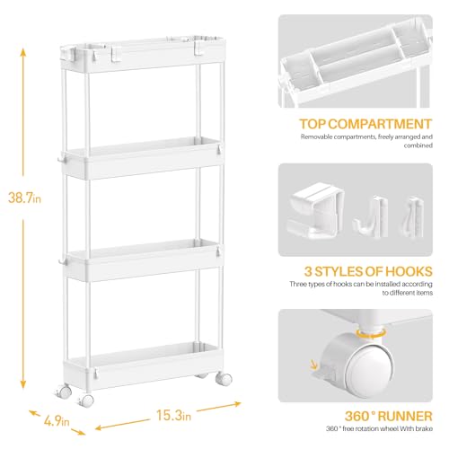 SPACELEAD Slim Storage Cart 4 Tier,Bathroom Organize | All Products - Image 4