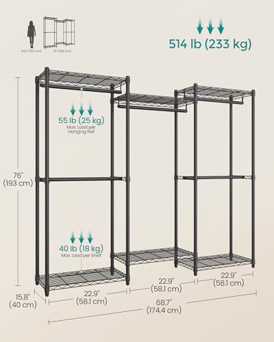 SONGMICS Closet Organizers and Storage, Clothes Rack with Shelves - Image 3