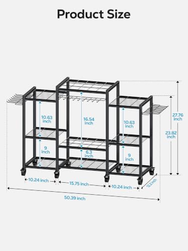 Nieifi Garden Tool Organizer with Wheels, 3 Tier - Image 3