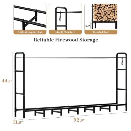 Firewood Rack 8FT Heavy Duty Metal Log Holder Stand for Fireplace - Image 4