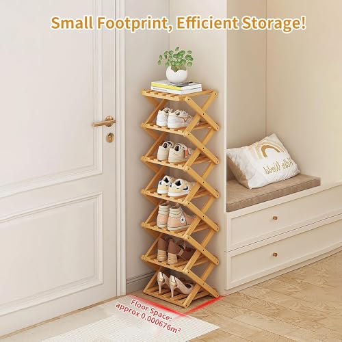 YYW Bamboo Shoe Rack for Entryway, Foldable Free Standing - Image 4