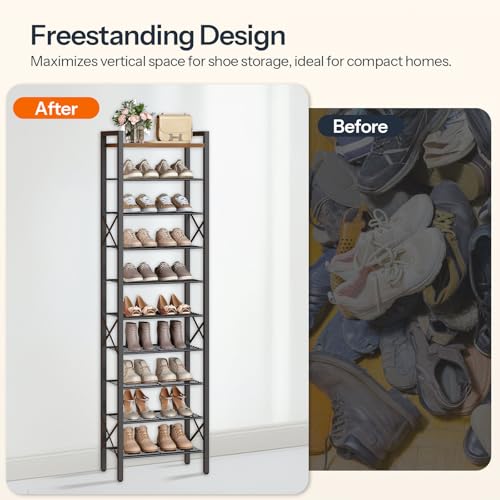 10-Tier Narrow Shoe Rack, Tall Shoe Rack for 10-20 Pairs - Image 5