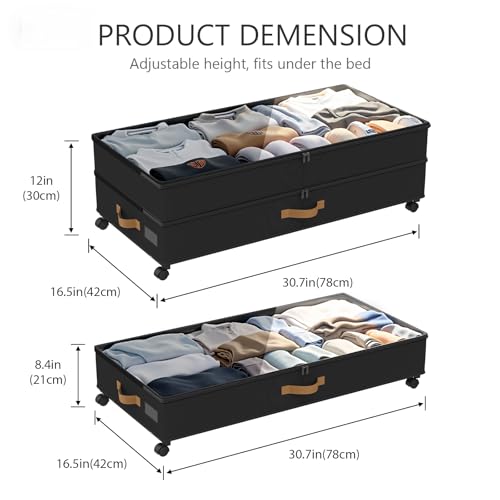 Under Bed Storage with Wheels 2-Pack, 75L XXL Under - Image 4