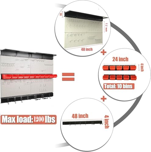 Ultrawall Pegboard Wall Organizer, 48 X 36 inch Garage Storage - Image 5