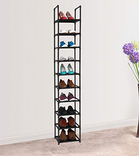 FIDUCIAL HOME 10 Tiers Vertical Shoe Rack 10 Pairs Skinny Shoe - Image 3