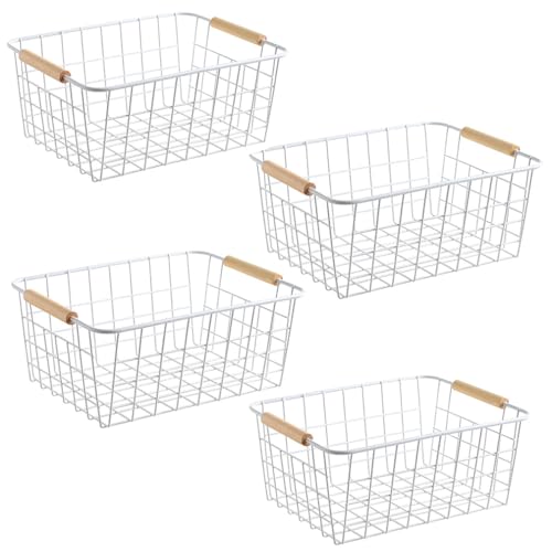 LeleCAT White Wire Baskets for Organizing with Handl | All Products - Image 2