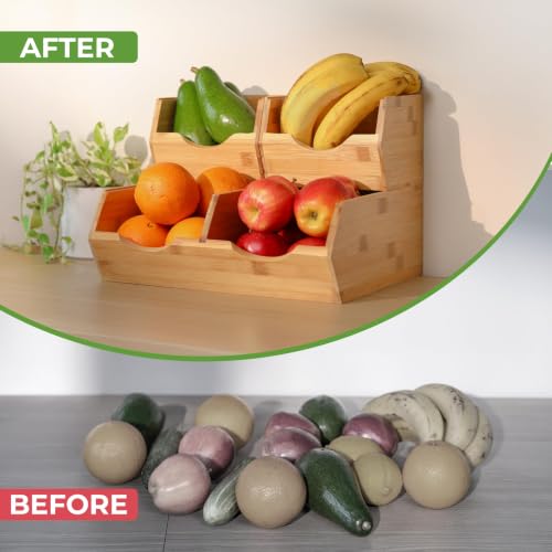 HOMESTEAD Bamboo Pantry Storage Bins – Stackable Potato & Onion - Image 3