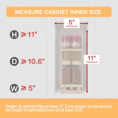 Bamboo 2-Tier Pull Out Spice Rack Organizer for Cabi | All Products - Image 5