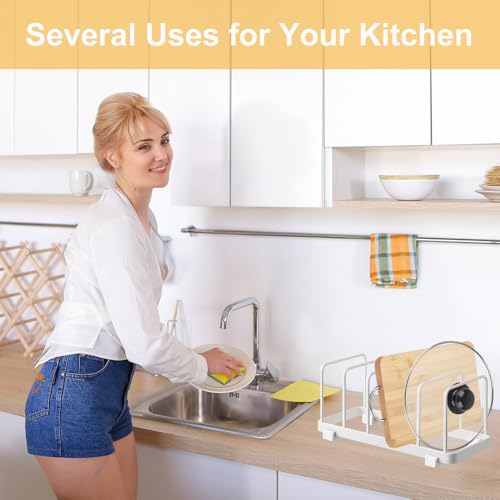 2 Pack Metal Dish Plate Rack Pot Lid Holder Kitchen Organizer - Image 6