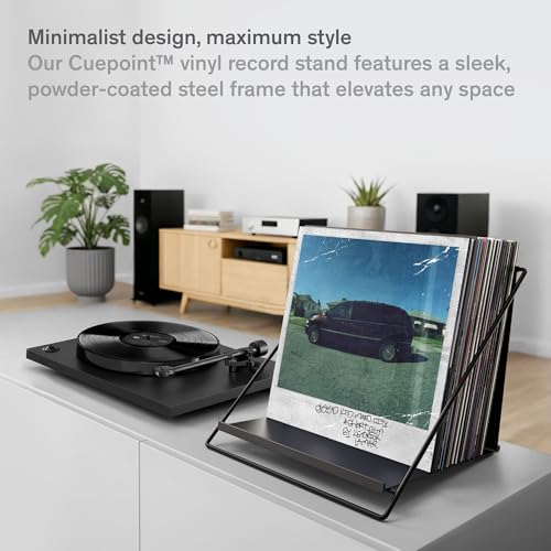 Vinyl Record Storage Rack - Record Holder for 50 LPs, Black - Image 3