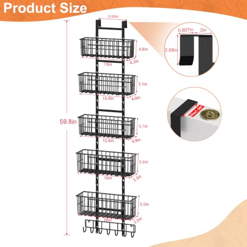 Hongtamoya Adjustable Over the Door Organizer, Metal Hanging Door - Image 3