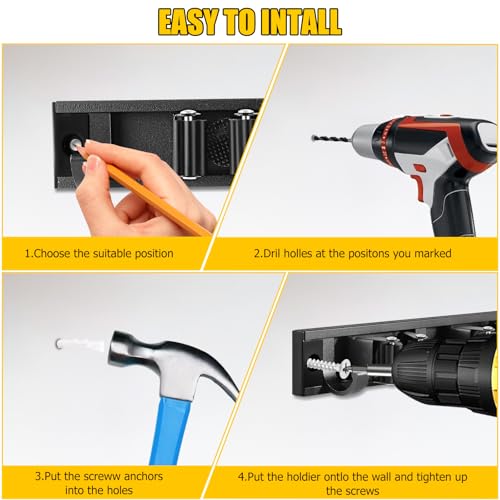 2 Pack Wall Mount Broom Holder with Sliding 3 & 4 Racks 4 - Image 6