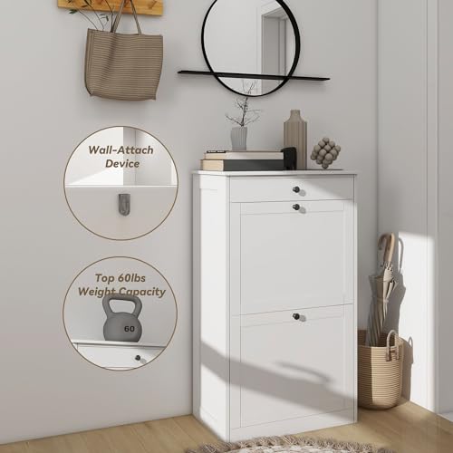 FTZxHKLX Shoe Cabinet with 2 Flip Drawers, Slim Shoe - Image 6